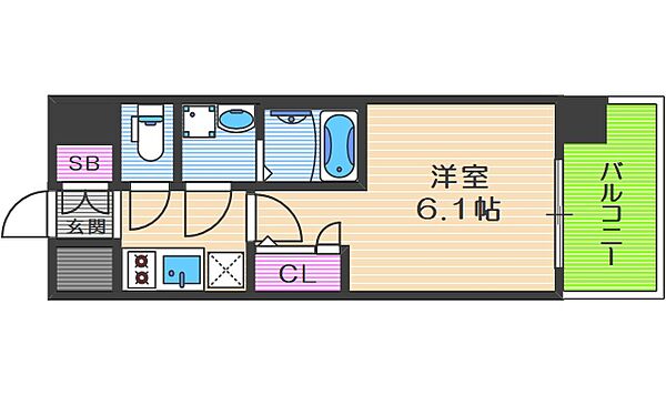 エスリード阿波座パークレジデンス 603｜大阪府大阪市西区立売堀6丁目(賃貸マンション1K・6階・21.37㎡)の写真 その2