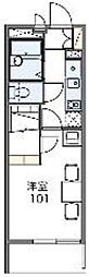レオパレスリリー 1Kの間取図画像