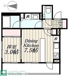 クレヴィア東陽町 1DKの間取図画像