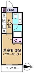 東京メトロ有楽町線 氷川台駅 徒歩7分の賃貸マンション 4階1Kの間取り