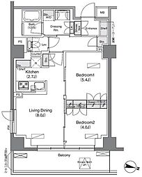 東武東上線 下赤塚駅 徒歩10分の賃貸マンション 5階2LDKの間取り