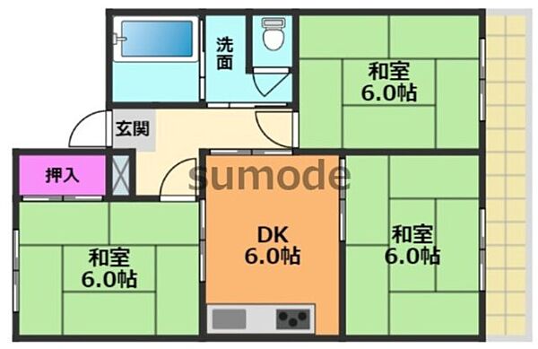 LEGALMAISON津之江I（リーガルメゾン） ｜大阪府高槻市津之江町2丁目(賃貸マンション3DK・2階・55.00㎡)の写真 その2