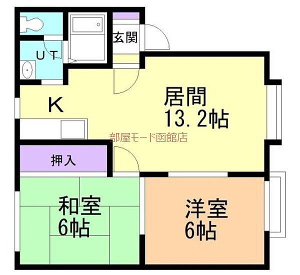 ウィンディア中道 102｜北海道函館市中道2丁目(賃貸アパート2LDK・1階・53.24㎡)の写真 その2