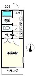 アイリスORIHARA 1Kの間取図画像