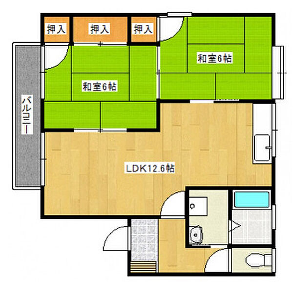 アフローテ山川 201号｜福岡県久留米市山川町(賃貸アパート2LDK・2階・55.00㎡)の写真 その2