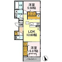 グランツ　ベータ 110号室 ｜ 福岡県久留米市東合川町21-1（賃貸アパート2LDK・1階・56.10㎡） その2