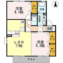 福岡県うきは市浮羽町朝田160-3（賃貸アパート2LDK・2階・55.10㎡） その2