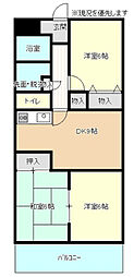 コージュ藏田 3DKの間取図画像