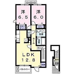 フォーロ・デル・コートIIIｂ 2階2LDKの間取り