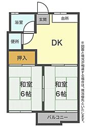 フォーブル三浦B 2DKの間取図画像