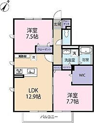 パーチェ 2LDKの間取図画像