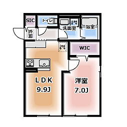 Komorebi Garden中田本町C 1LDKの間取図画像