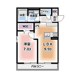 Komorebi Garden中田本町C 1LDKの間取図画像