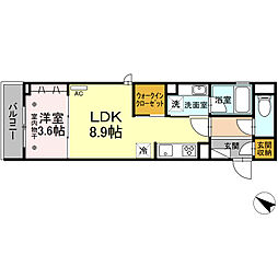 イルヴィラージュ2 1LDKの間取図画像