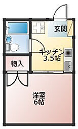 プレジール谷田 1Kの間取図画像