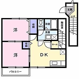 シャルダンフロレスタ1 2DKの間取図画像