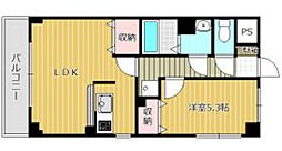 ベルメゾン中田 1LDKの間取図画像