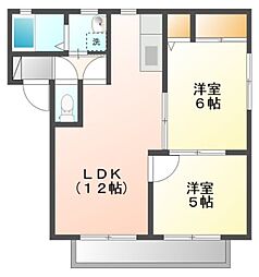 バリージュ上伝馬A 2LDKの間取図画像