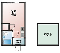 サンサーラかご上 ワンルームの間取図画像