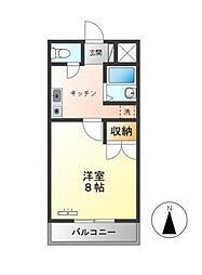 桜館 1Kの間取図画像