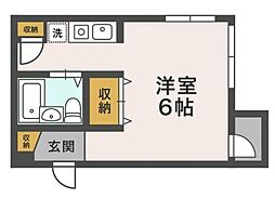 桜館6 ワンルームの間取図画像
