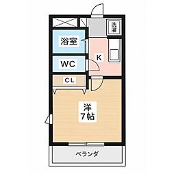 パストラル 1Kの間取図画像