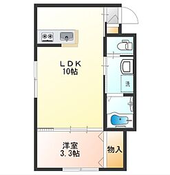京王高尾線 京王片倉駅 徒歩8分の賃貸マンション 2階1LDKの間取り