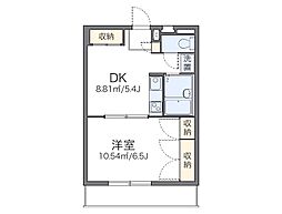 京王相模原線 多摩境駅 徒歩15分の賃貸アパート 1階1DKの間取り