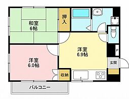 グリント 2DKの間取図画像