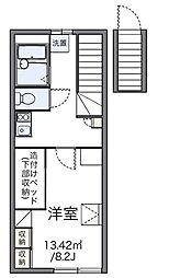 レオパレスHSIRIVER2 1Kの間取図画像