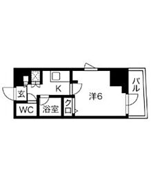 スパシエ八王子クレストタワー 1Kの間取図画像