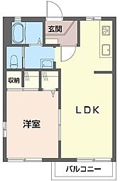 エーデルハイム 1LDKの間取図画像