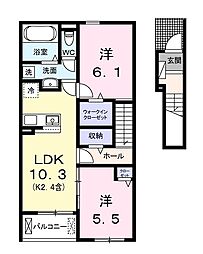 ホワイトキャッスル友 1LDKの間取図画像