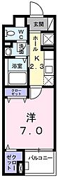 サンリットヴィラ2 1Kの間取図画像