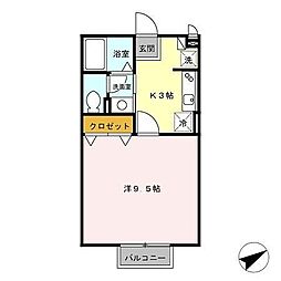 ハイツクラール 1Kの間取図画像