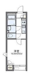 レオネクストノービレハル 1Kの間取図画像