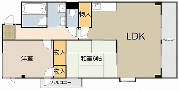 パープルソシア ｜大阪府寝屋川市東神田町(賃貸マンション2LDK・5階・66.65㎡)の写真 その2