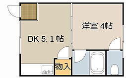 東北第4マンション 1DKの間取図画像