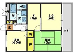 第一メゾン扇 2LDKの間取図画像