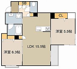 シャーメゾンシンファニア 2LDKの間取図画像
