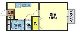 イーストイン2 1Kの間取図画像