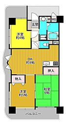 シャルマンフジ岩出 3DKの間取図画像
