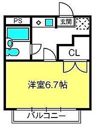 ベルメゾンTYII 1階1Kの間取り