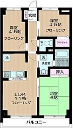 ファーストシティ大宮 5階3LDKの間取り