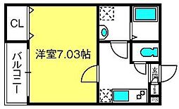 ジーメゾン宮原 2階1Kの間取り