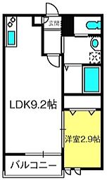 蓮田市東2丁目アパート 1階1LDKの間取り
