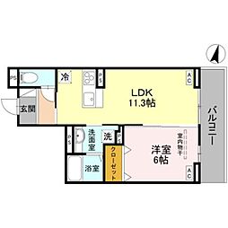 さいたま市北区土呂町1丁目アパート 1LDKの間取図画像