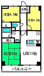 ファーストシティ大宮 3LDKの間取図画像