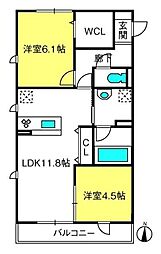 バンゴサン大宮 2LDKの間取図画像