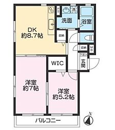 グランドコスモ 2DKの間取図画像